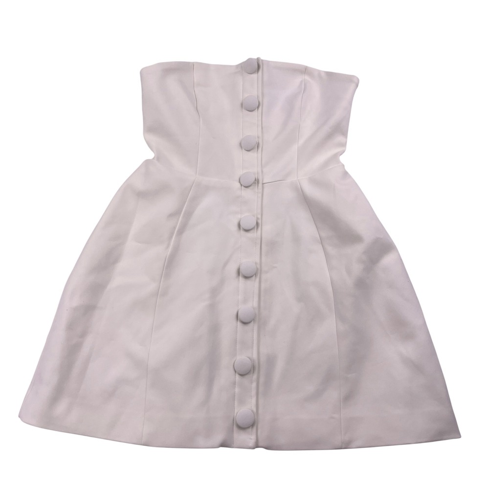 Club L London Anniston White Bandeau Tailored Buttoned Mini Dress NWT US 4 UK 8